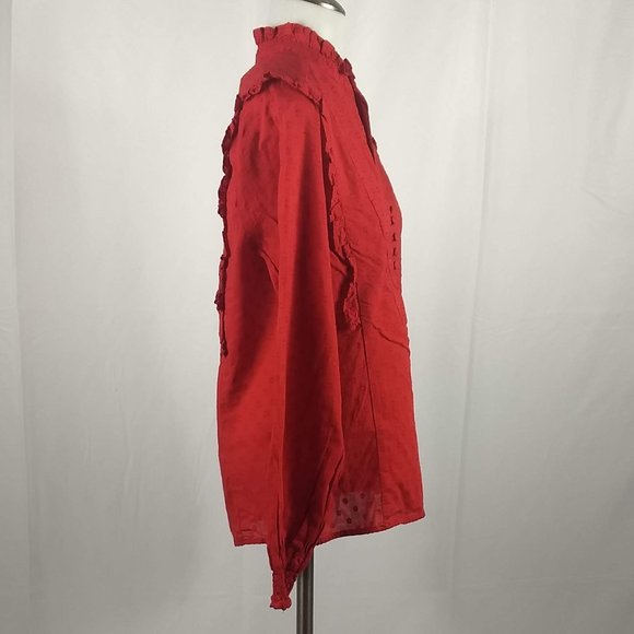 NWT H&M L.O.G.G Size 4 Red Blouse Top Shirt Tunic - Picture 10 of 12